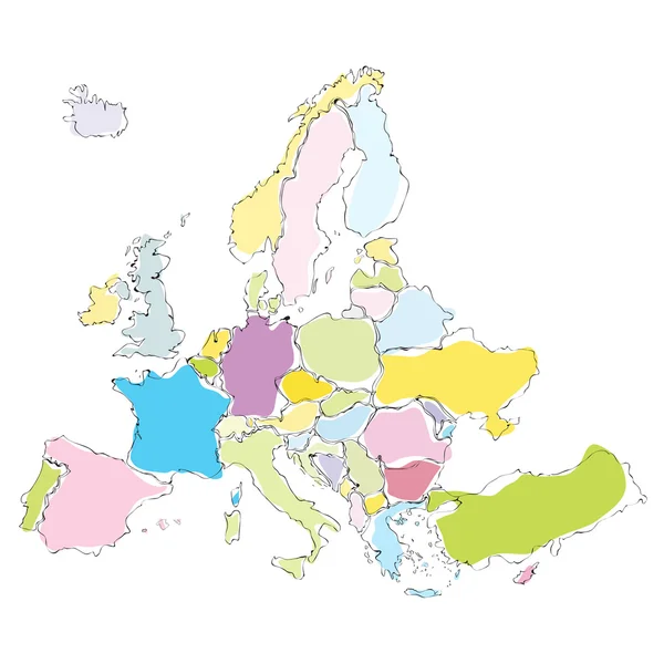 Dessin vectoriel carte européenne abstraite — Image vectorielle