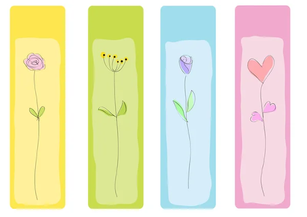 Dibujo vectorial resumen floral bookmark — Vector de stock