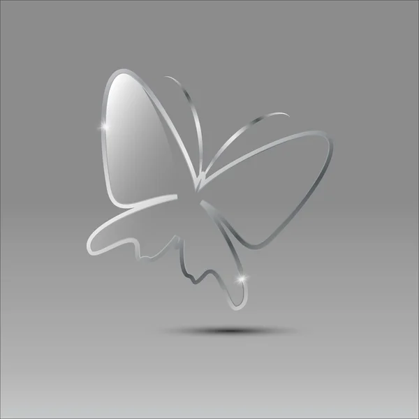 Segno vettoriale vetro farfalla e metallo — Vettoriale Stock
