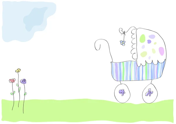 矢量绘图与婴儿婴儿车 — 图库矢量图片