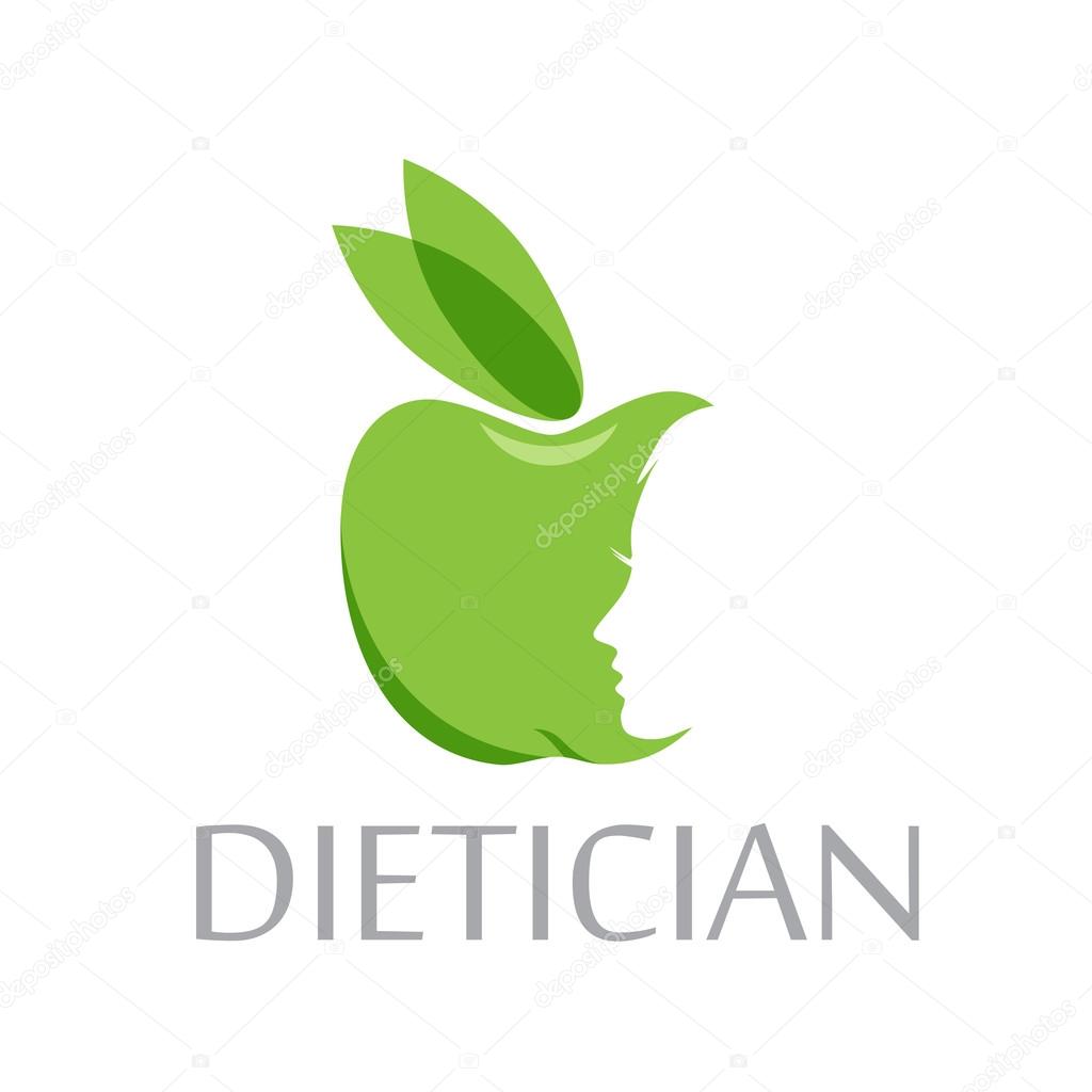 Vector sign diet, dietitian. Green apple