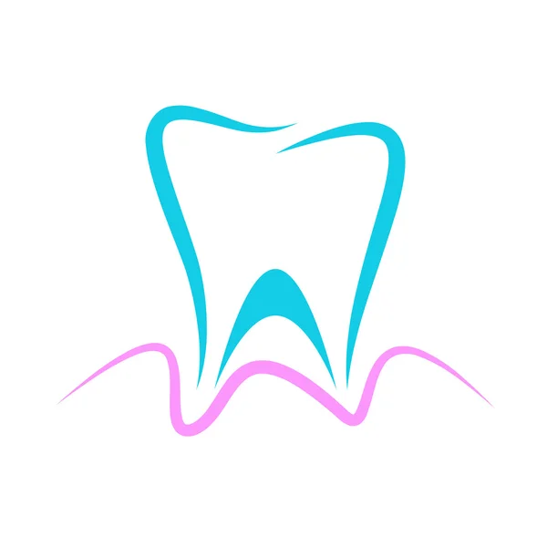 Signo vectorial dentista, diente azul y gingiva rosa — Vector de stock