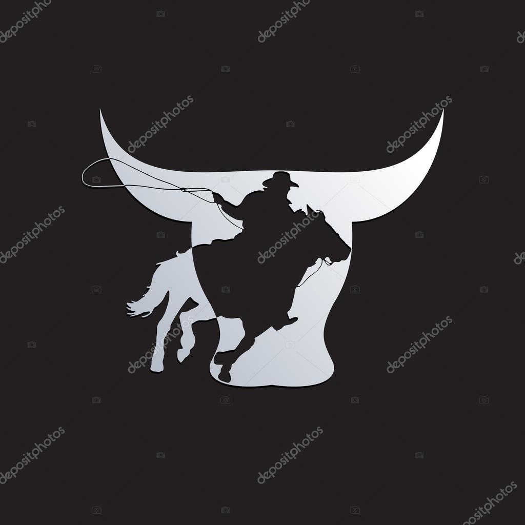 Vector sign cowboy on black background