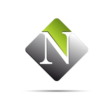 Vektör işareti ilk harf N beyaz arka plan üzerinde