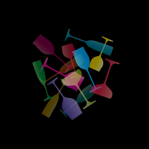 Векторное вино, цветные бокалы
 