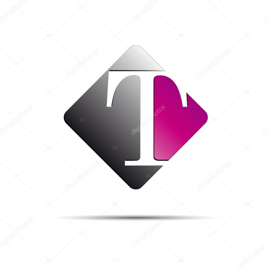 Vector sign initial letter T on white background