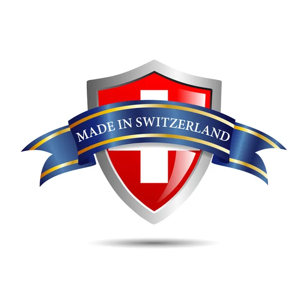 Escudo vetorial fabricado na Suíça — Vetor de Stock