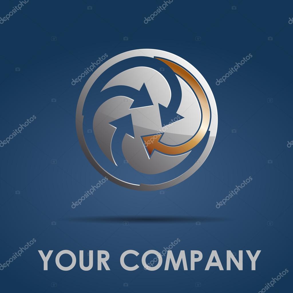 Vector sign arrows in rotation on blue background