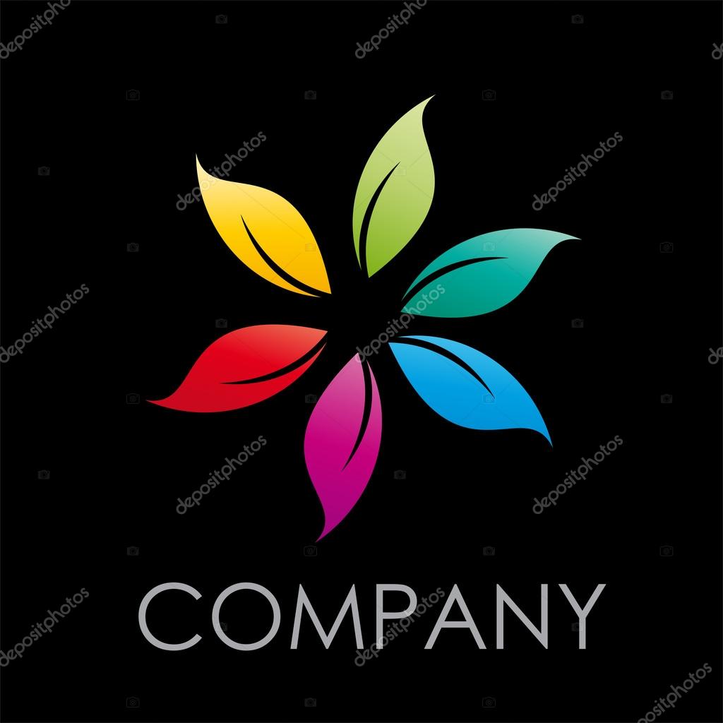 Vector sign colored leaves, rainbow