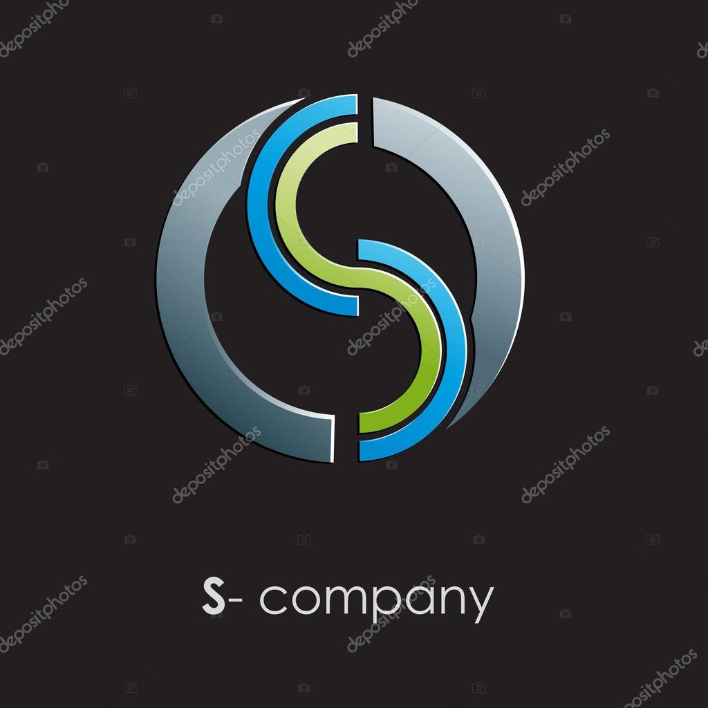 Vector sign letter S with circle on black background Stock Vector Image