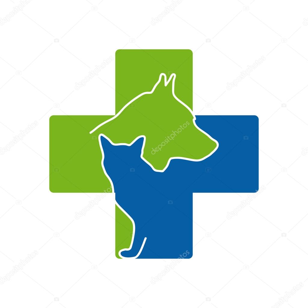 Vector sign Veterinary with dog and cat