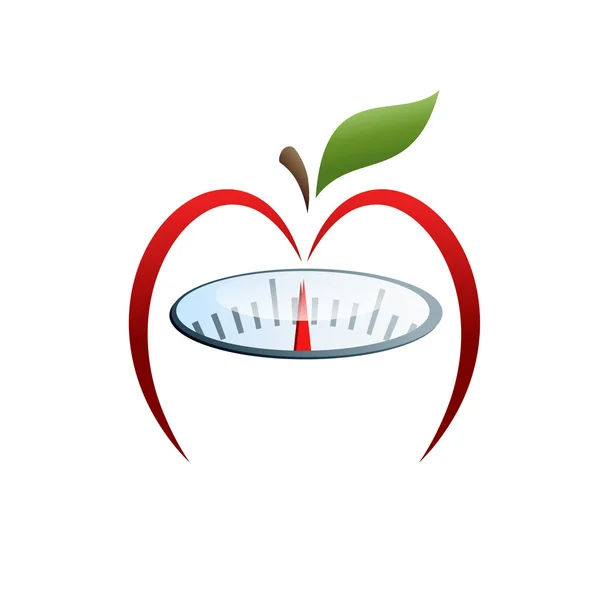 Signo vectorial dieta adelgazante, manzana — Vector de stock