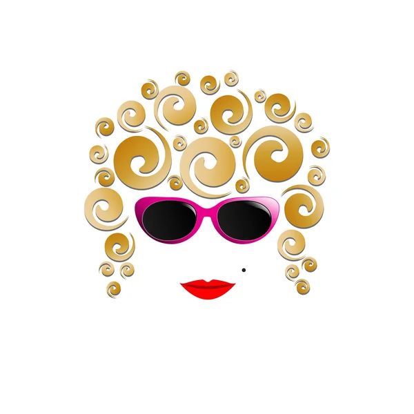 Vector vintage girl with colored glasses — Stock Vector