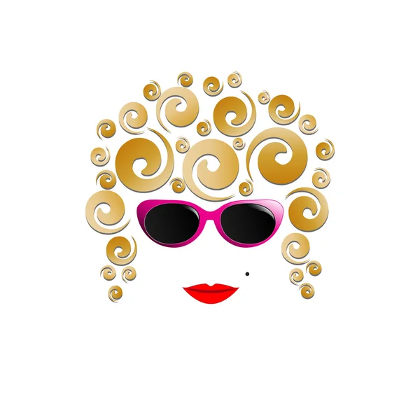 Vector vintage chica con gafas de colores — Vector de stock