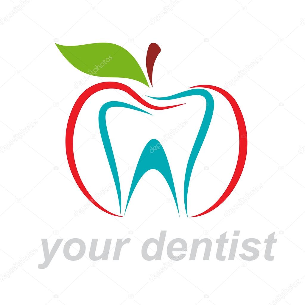 Vector sign dentist. Bite the apple