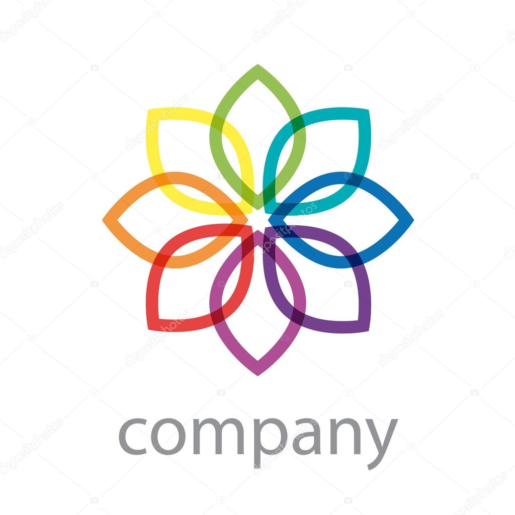 Vector sign rainbow flower, abstract shap