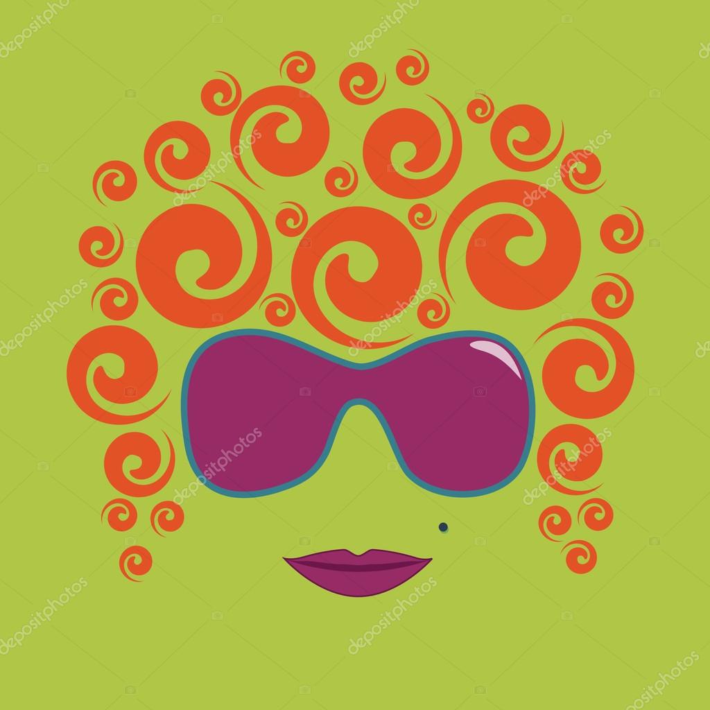 Vector vintage girl in flat design