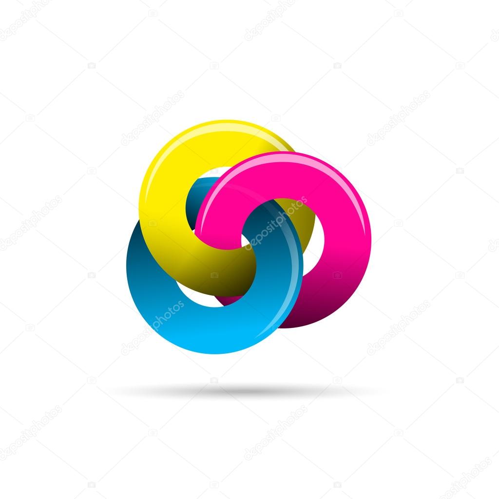 Vector sign crossed circles, CMYK colours