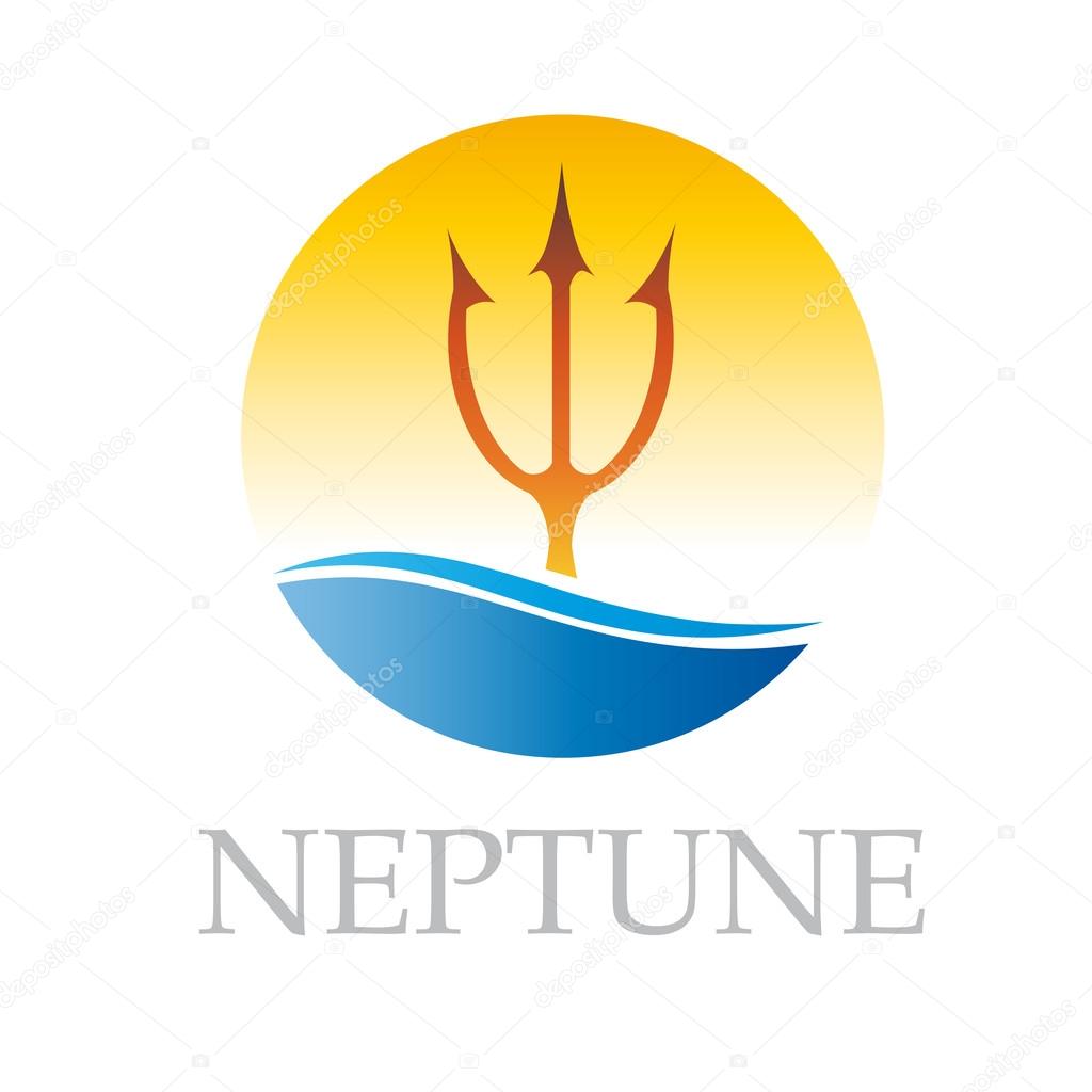 Vector sign Neptune in the sea