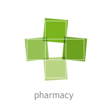 Vektör işareti eczane, yeşil haç