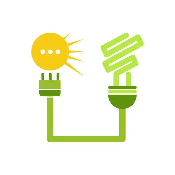 Signe vectoriel Énergie solaire, lampe verte — Image vectorielle