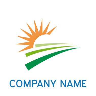 Çim ve güneş vektör işareti soyut