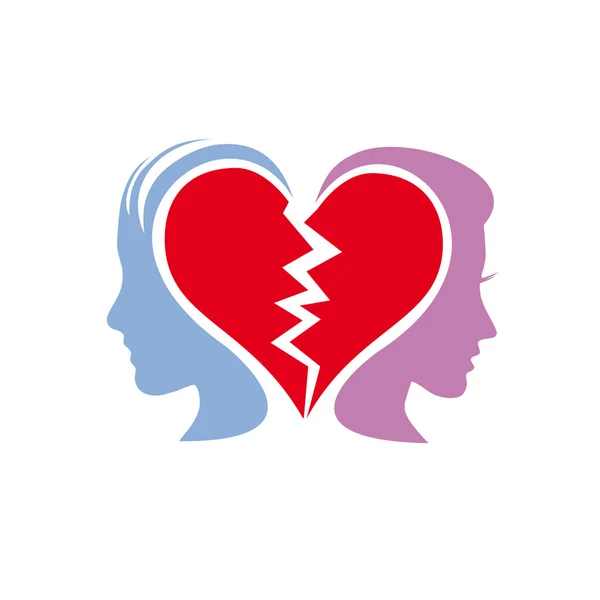 Concepto de divorcio signo vectorial, fin de un amor — Vector de stock