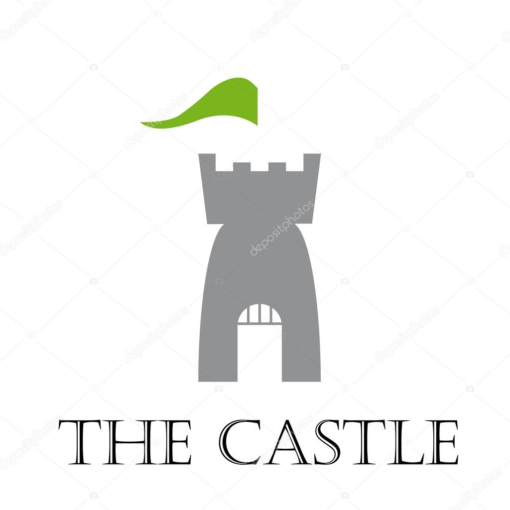 Vector sign castle with flag