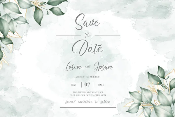 Grün Aquarell Floral Frame Template — Stockvektor