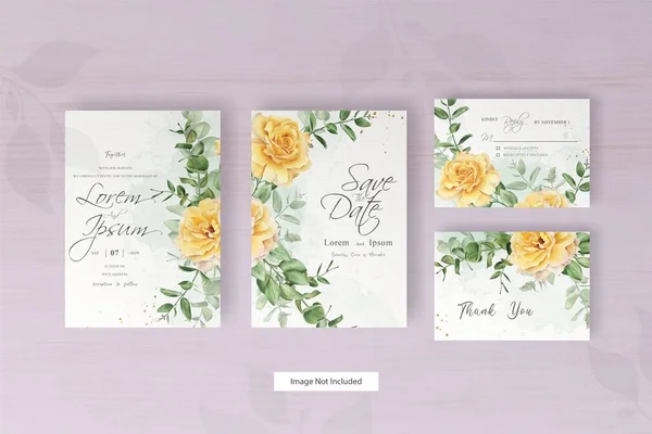 Hermoso Arreglo Flor Eucalito Deja Plantilla Tarjeta Invitación Boda — Archivo Imágenes Vectoriales