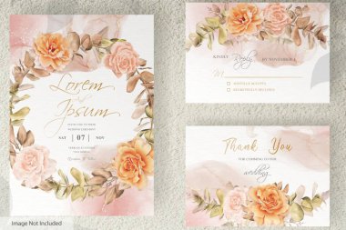 Okaliptüs yaprakları ve alkol arkaplanlı Çiçek Çelengi Düğün Şablonu