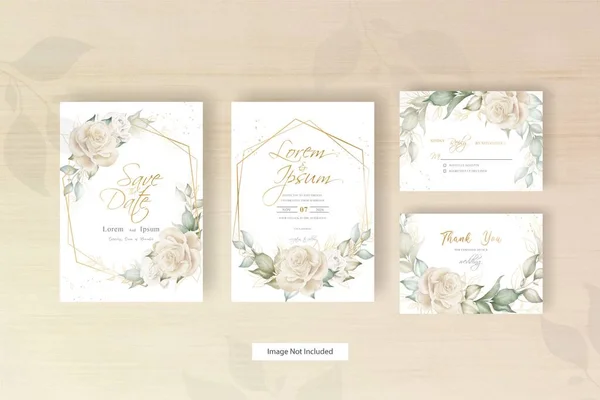 Modelo Cartão Convite Casamento Aquarela Com Arranjo Coroa Floral — Vetor de Stock