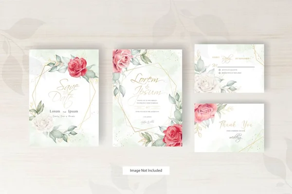 Watercolor Wedding Invitation Template Arrangement Floral Hand Drawn Floral Geometric — Stock Vector