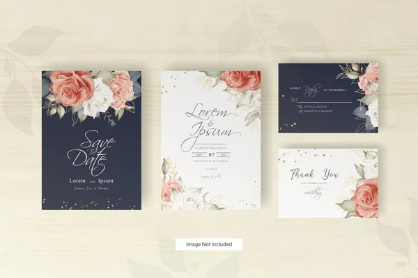 Υδατογραφία Wedding Card Template Floral Διακόσμηση Λουλούδια Εικονογράφηση Φλοράλ Πλαίσιο — Διανυσματικό Αρχείο