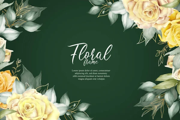 Design Convite Casamento Aquarela Com Arranjo Flores Folhas — Vetor de Stock