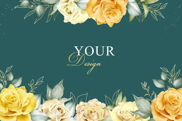 アレンジメントの花と葉で水彩の結婚式の招待状のデザイン — ストックベクタ