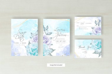 Minimalist düğün davetiyesi şablonu elle çizilmiş çiçek ve soyut suluboya sıçrama tasarımı