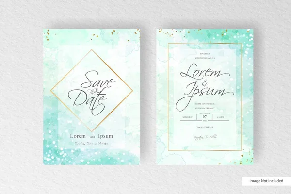Editable Wedding Invitation Card Set Template Watercolor Splash — Stock Vector