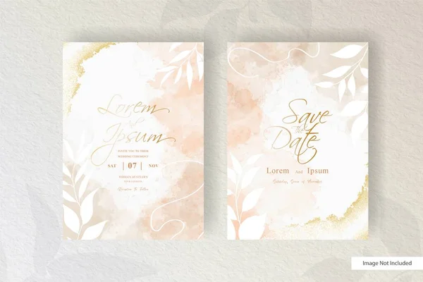 Modelo Convite Casamento Arranjo Floral Minimalista Com Aquarela Abstrata — Vetor de Stock