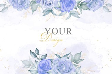 El Boyalı Suluboya Çiçek ve Yaprak Elementi ile Zarif Çiçek Düzenleme