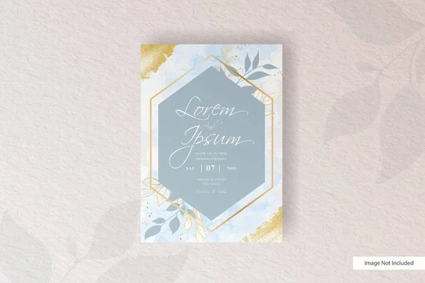 Plantilla Invitación Boda Arreglo Floral Minimalista Con Acuarela Abstracta — Archivo Imágenes Vectoriales