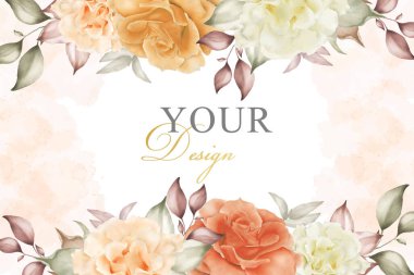 Çiçek illüstrasyonlu güzel çiçek çerçevesi