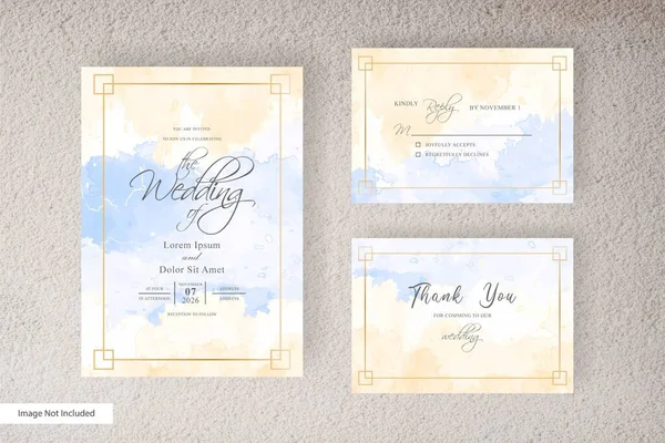 Acquerello Wedding Invito Carta Con Dipinto Mano Colorato Acquerello Liquido — Vettoriale Stock