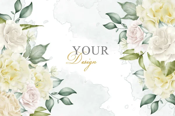 現実的な水彩花のフレームの背景の結婚式の招待 — ストックベクタ