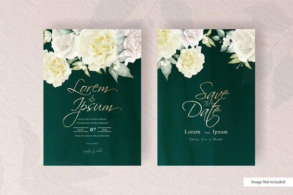 Floral Elegante Com Moldura Geométrica Casamento Convite Cartão Modelo Design — Vetor de Stock