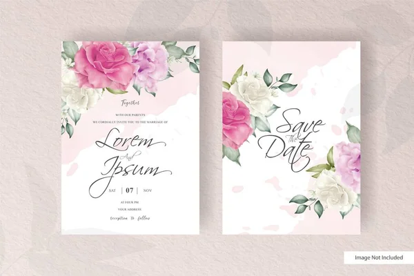 Modelo Convite Casamento Floral Aquarela Estilo Design Minimalista — Vetor de Stock