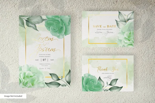 Πρότυπο Κάρτας Γάμου Ακουαρέλα Floral Διάταξη Και Μινιμαλιστικό Σχεδιασμό — Διανυσματικό Αρχείο