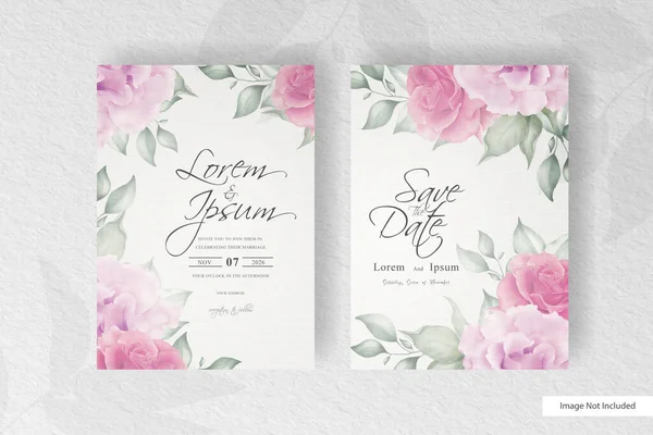 Elegante Floral Frame Hochzeitseinladungskarte Vorlage — Stockvektor