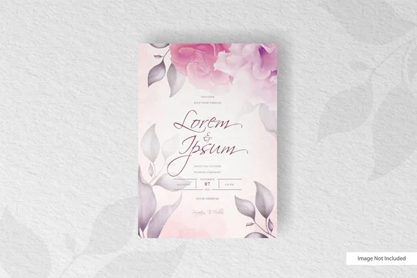 Elegante Plantilla Tarjeta Invitación Boda Con Marco Floral — Archivo Imágenes Vectoriales