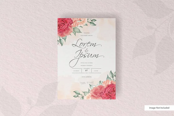 Elegante Plantilla Tarjeta Invitación Boda Con Marco Floral — Archivo Imágenes Vectoriales